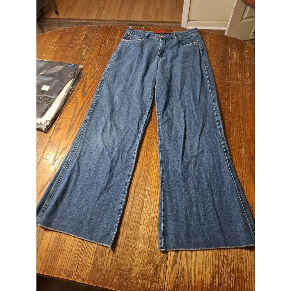 RemanescenteโBrazilian Denim Wide Leg Jeans Raw Hem 100% Cotton Size 38 (US 6)